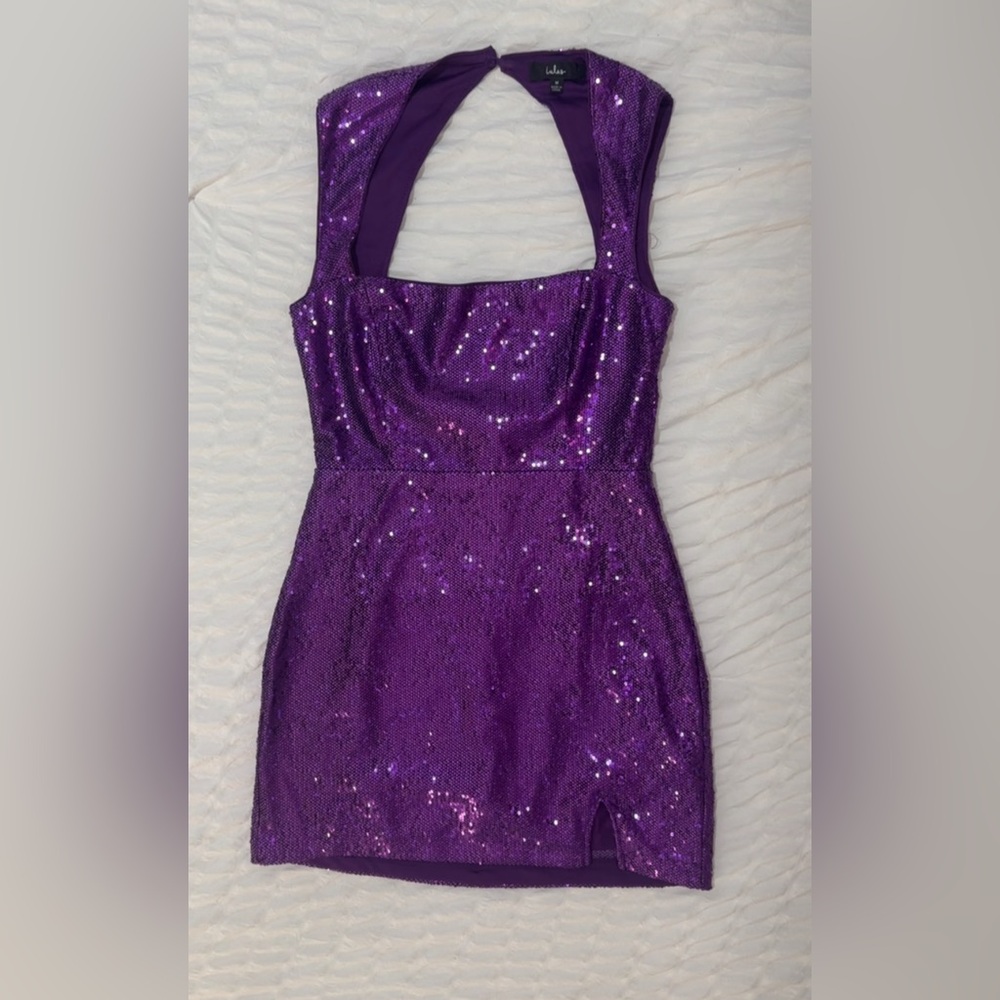 Lulu's Dazzling Purple Sequin Mini Dress